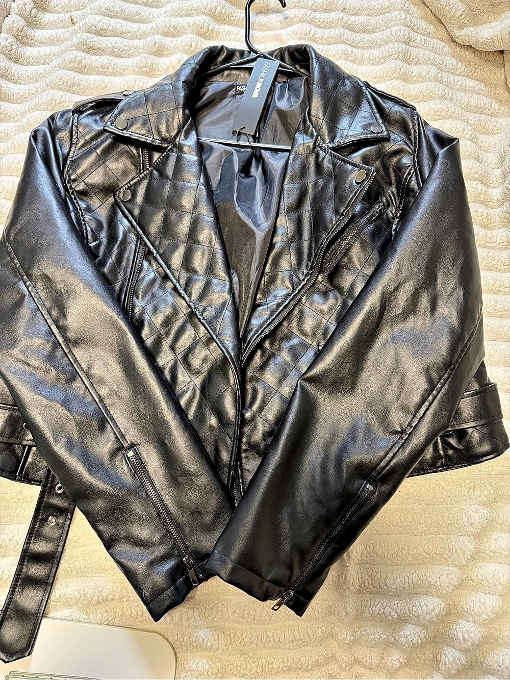 Fashion Nova Not A Quilter Faux Leather Jacket Moto Jacket Black 1x